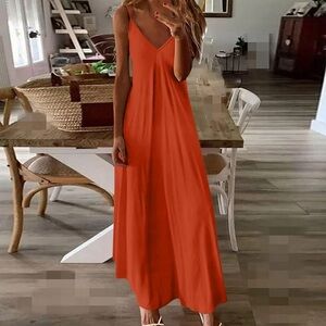 Summer Orange Maxi Dress